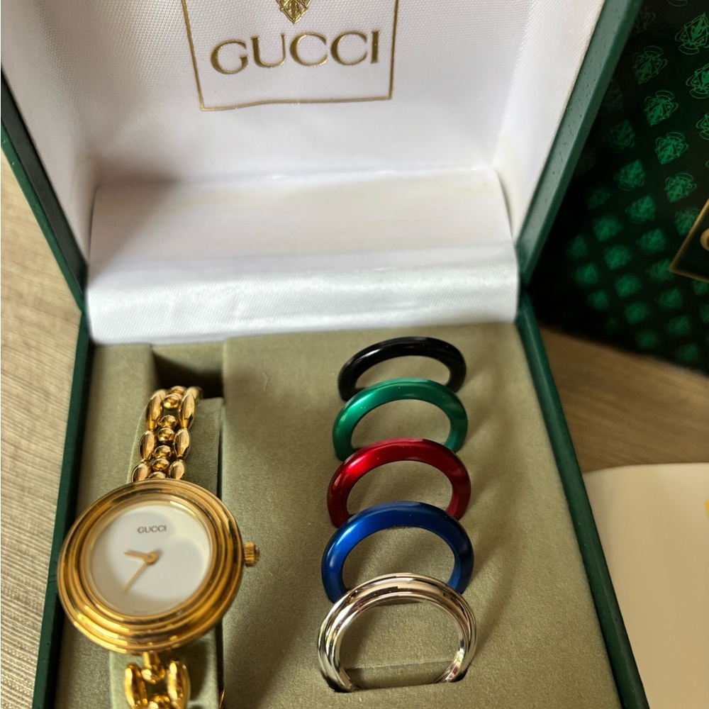 Gucci Gold Watch with Colorful Bezels